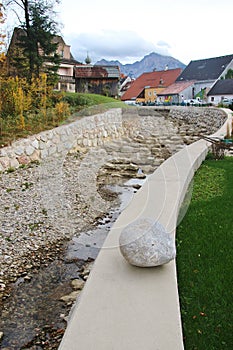 Canal through the historic market town Windischgarsten, Austria.