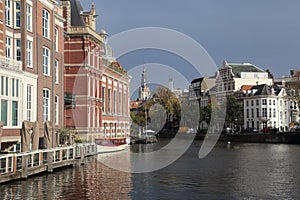 Canal and historical buildings in Amsterdam, Holland