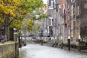 Canal houses in Dordrecht in the Netherlands