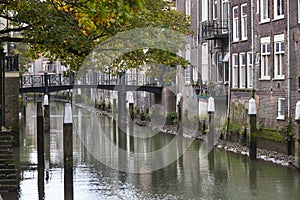 Canal houses in Dordrecht in the Netherlands