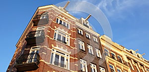 Canal houses facade in The Netherlands