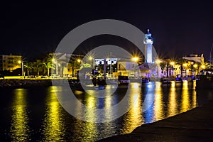 Canal in Le Grau du Roi at night, Camargue