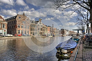 Canal in Leiden, Holland photo