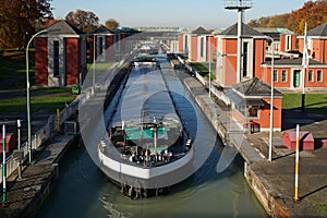 Canal lock in Hannover Germany photo