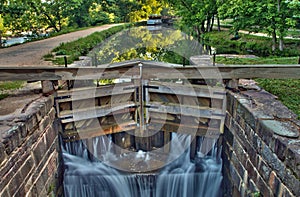 Canal lock on historic C&O Canal waterway