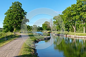 Canal lock at a narrow part of the Gota Canal in Sweden photo