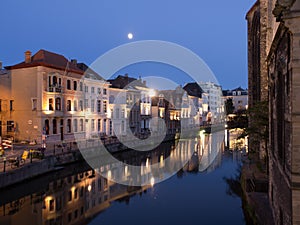 Canal At Night in Ghent, Belgium