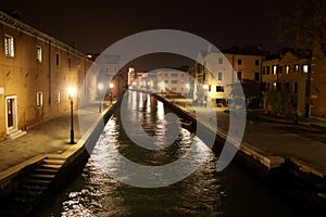 Canal at night in Venice