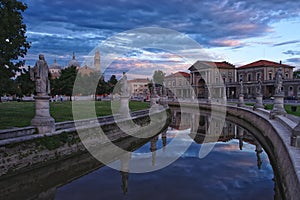 Canal of Prato della Valle square at evening, Padua, Italy