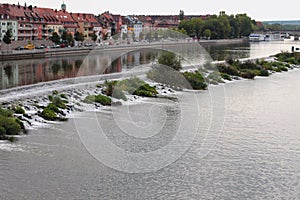 Canal and river in city. WÃÂ¼rzburg, Bavaria, Germany