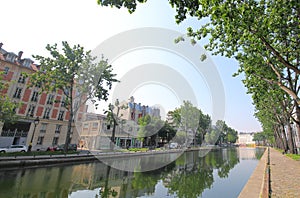 Canal Saint Martin cityscape Paris France