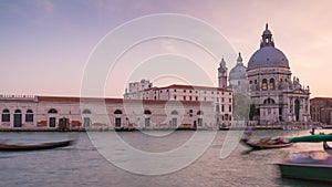 Canal santa maria della salute basilica sunset 4k time lapse venice italy