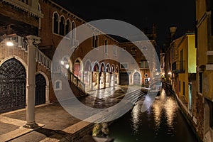 A Canal somewhere in San Polo District in Venice at Night