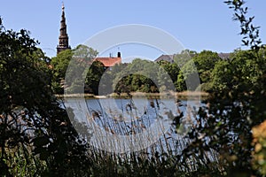 The canal that surrounds the fortifications of the Christiania neighborhood in Copenhagen photo