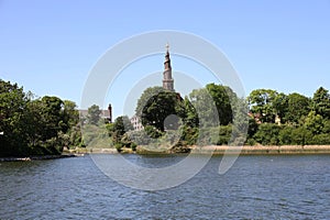 The canal that surrounds the fortifications of the Christiania neighborhood in Copenhagen photo