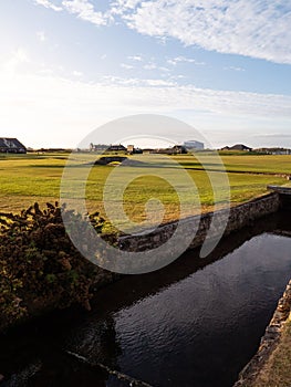 Canal by the Swilcan stone bridge at St Andrews Links Old Course in Scotland