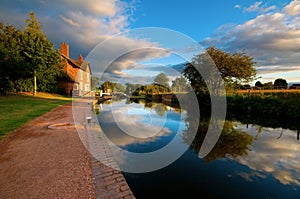 Canal, towpath and locks photo