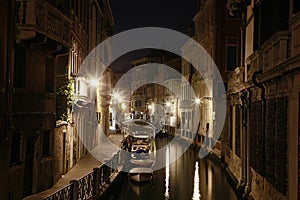 Canal in Venice, Italy, at Night