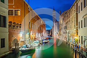 Canal in Venice Italy at night