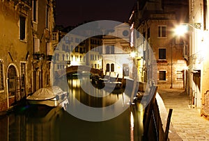 Canal in Venice at midnight