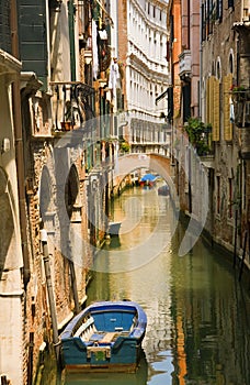 Canal view with boat in Venice