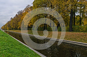 Canal view on the gloomy autumn day