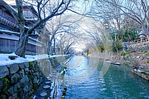 Canal view from under Meijibashi bridge in winter