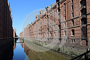 Canal and warehouses in Hamburg, Germany