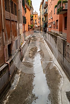 A canal without water in Bologna
