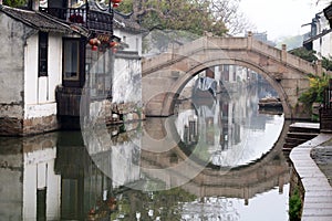 Reflections in a canal in Zhouzhuang, Jiangsu, China