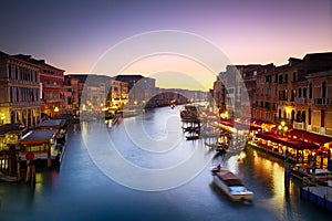 Canale Grande at dusk with vibrant sky, Venice, Italy photo