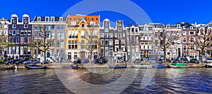 Canals of Amsterdam.Panoramic image photo
