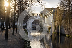 Canals of Bruges at sunset