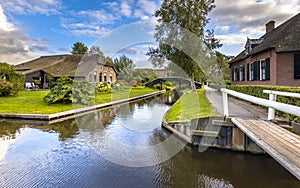 Canals in Giethoorn Village netherlands