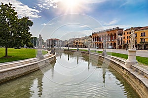 The canals of Prato della Valle in Padova, Italy