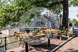 Canalside restaurant, Brouwersgracht, Amsterdam, Netherlands