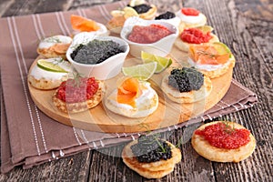 Canape, buffet food with caviar