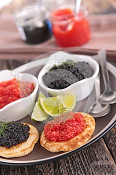 Canape, buffet food with caviar