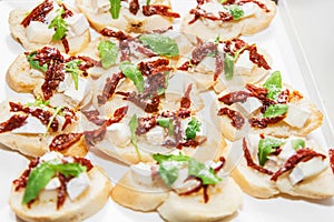 Canape with cheese and meat