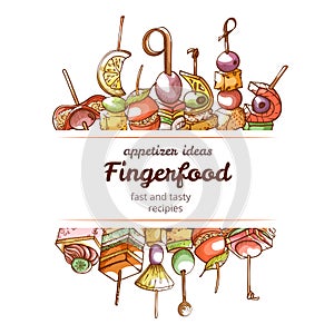 Canape finger food hand drawn restaurant poster