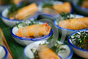 Canape with Fried Spring rolls
