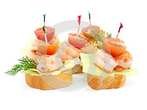 Canape made from shrimp