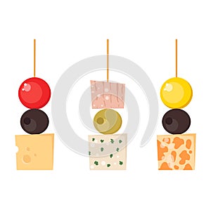 Canape snacks vector illustration.
