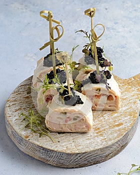 canapes with salmon and caviar