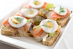 Canapes with smoked salmon