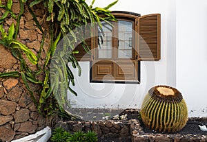 Canarian house window Lanzarote Spain photo