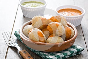 Canarian potatoes (papas arrugadas) with mojo sauce photo