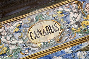 Canarias - Canary Islands Sign; Plaza de Espana Square; Seville