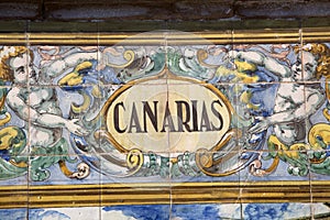 Canarias - Canary Islands Sign; Plaza de Espana Square; Seville photo