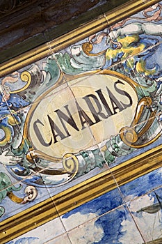 Canarias - Canary Islands Sign; Plaza de Espana Square; Seville photo